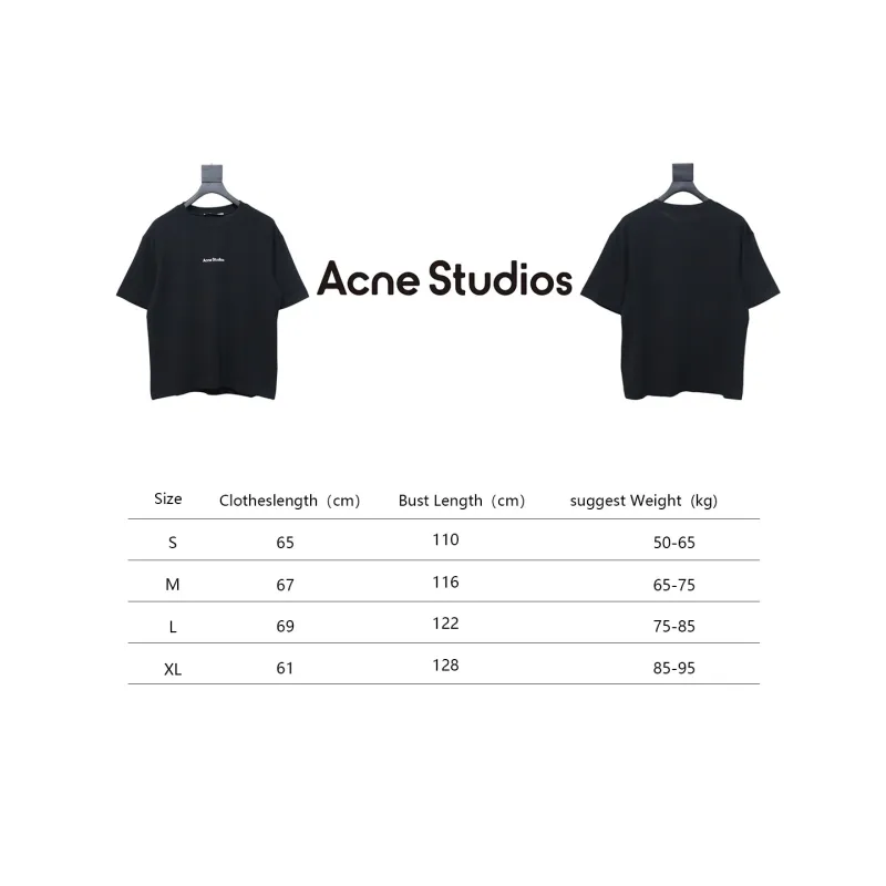 Acne Studios 24ss Small Letter Printed Short Sleeve Black