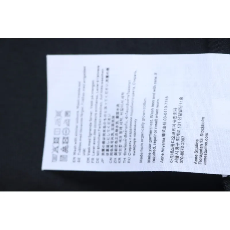 Acne Studios 24ss Small Letter Printed Short Sleeve Black