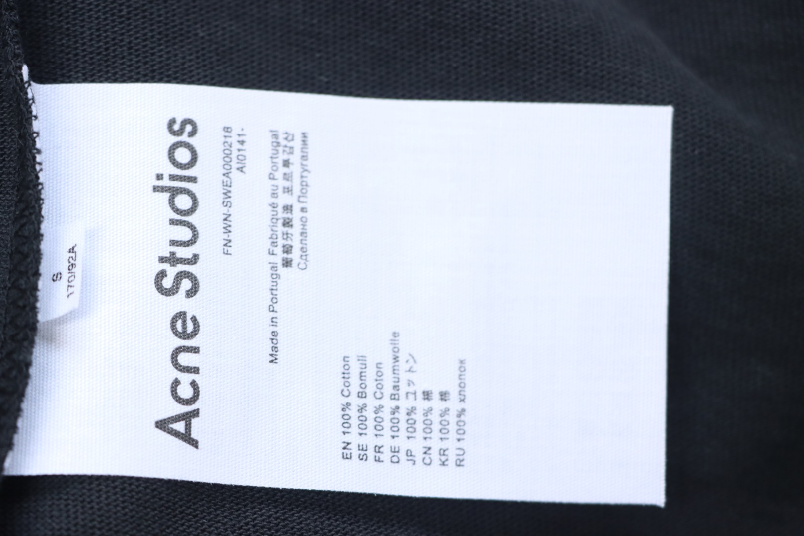 Acne Studios 24ss Small Letter Printed Short Sleeve Black