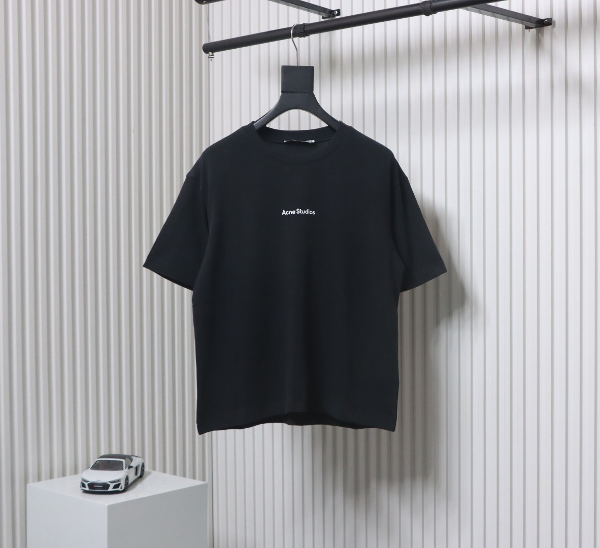 Acne Studios 24ss Small Letter Printed Short Sleeve Black
