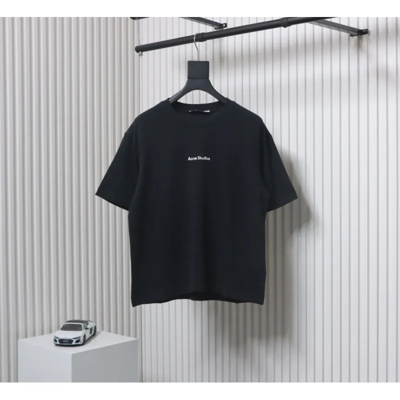 Acne Studios 24ss Small Letter Printed Short Sleeve Black