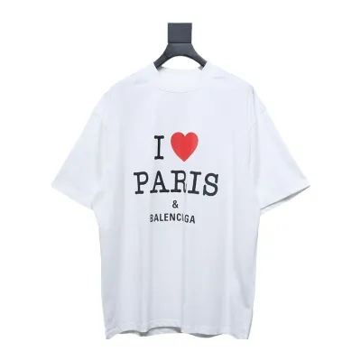 Balenciaga BLCG 24SS Valentine's Day Limited Edition Heart Printed Short Sleeve T-Shirt White 01