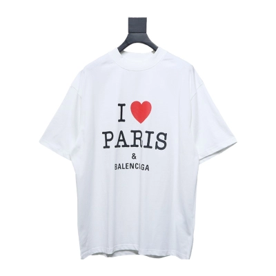 Balenciaga BLCG 24SS Valentine's Day Limited Edition Heart Printed Short Sleeve T-Shirt White 01