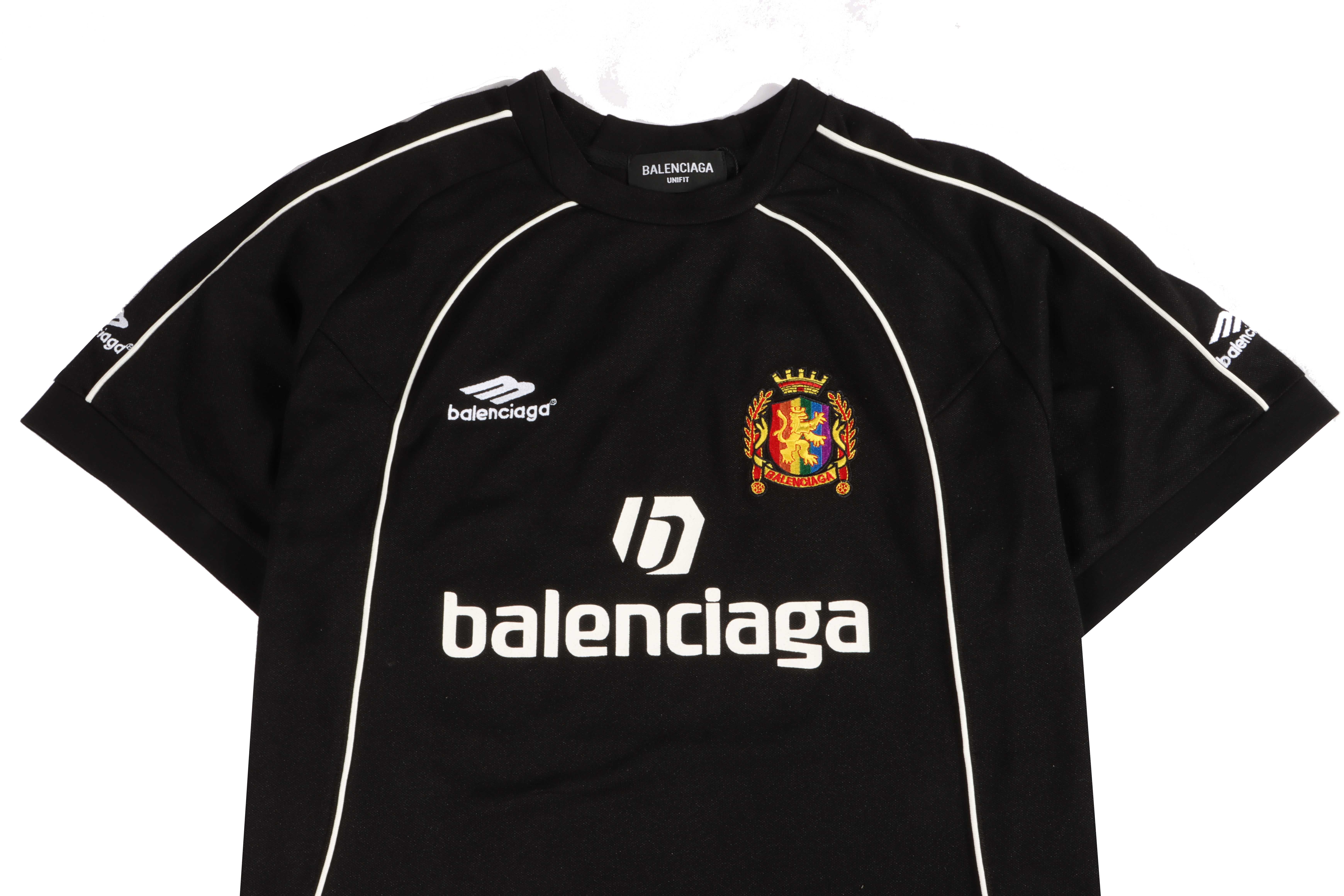 Balenciaga co-branded Manchester United football embroidered short-sleeve black