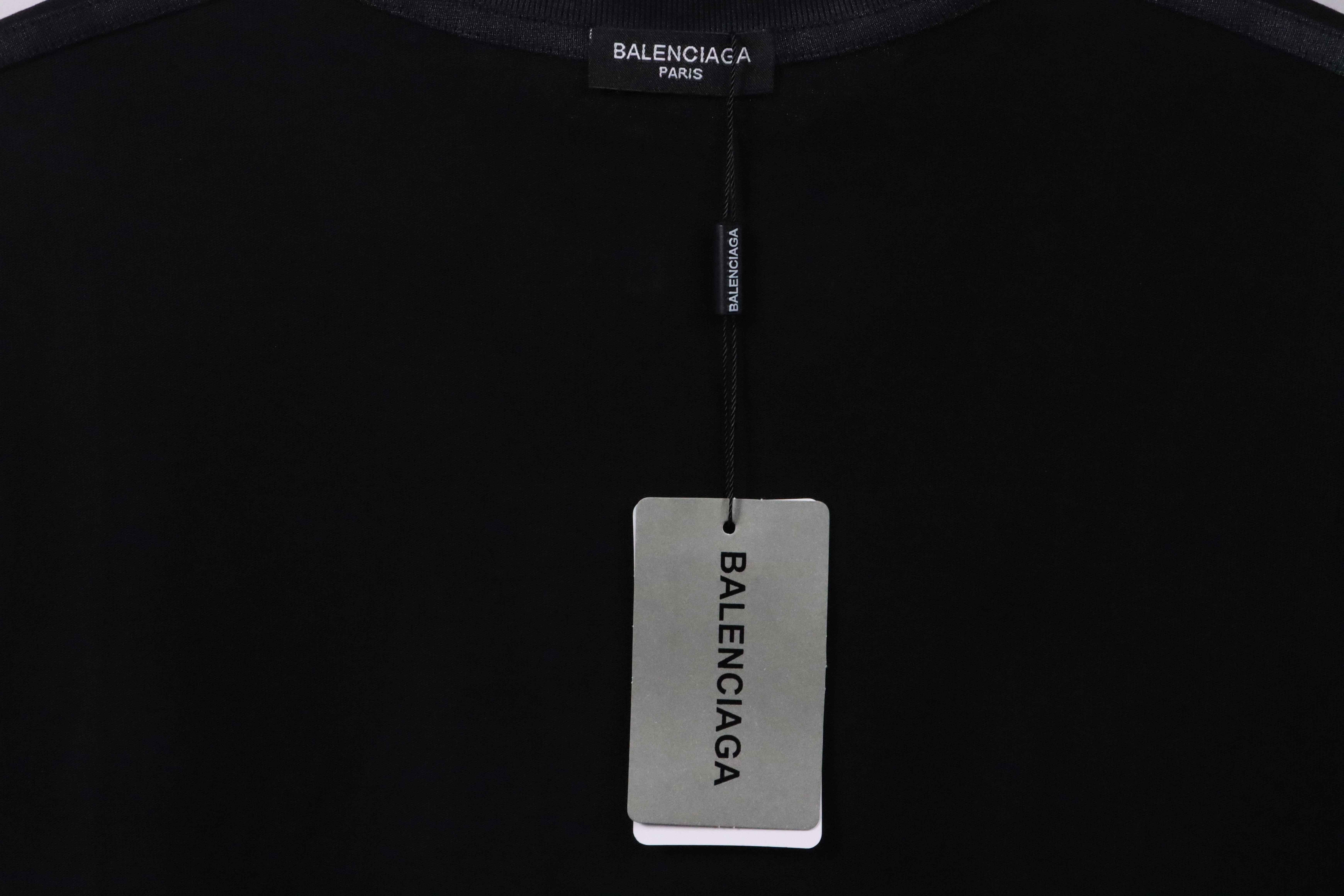 Balenciaga Rivet Puncture Washed Hole Short Sleeve black