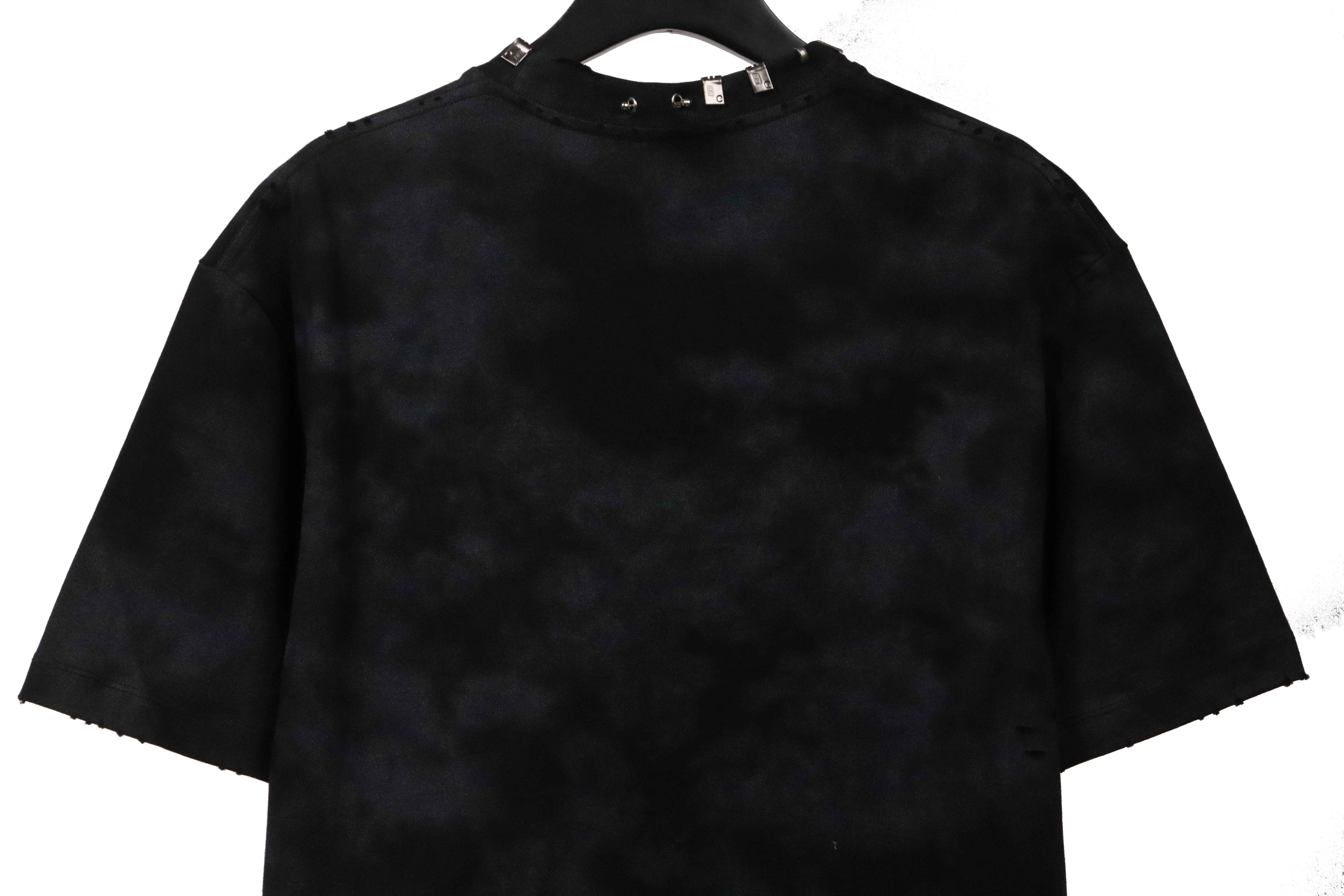 Balenciaga Rivet Puncture Washed Hole Short Sleeve black