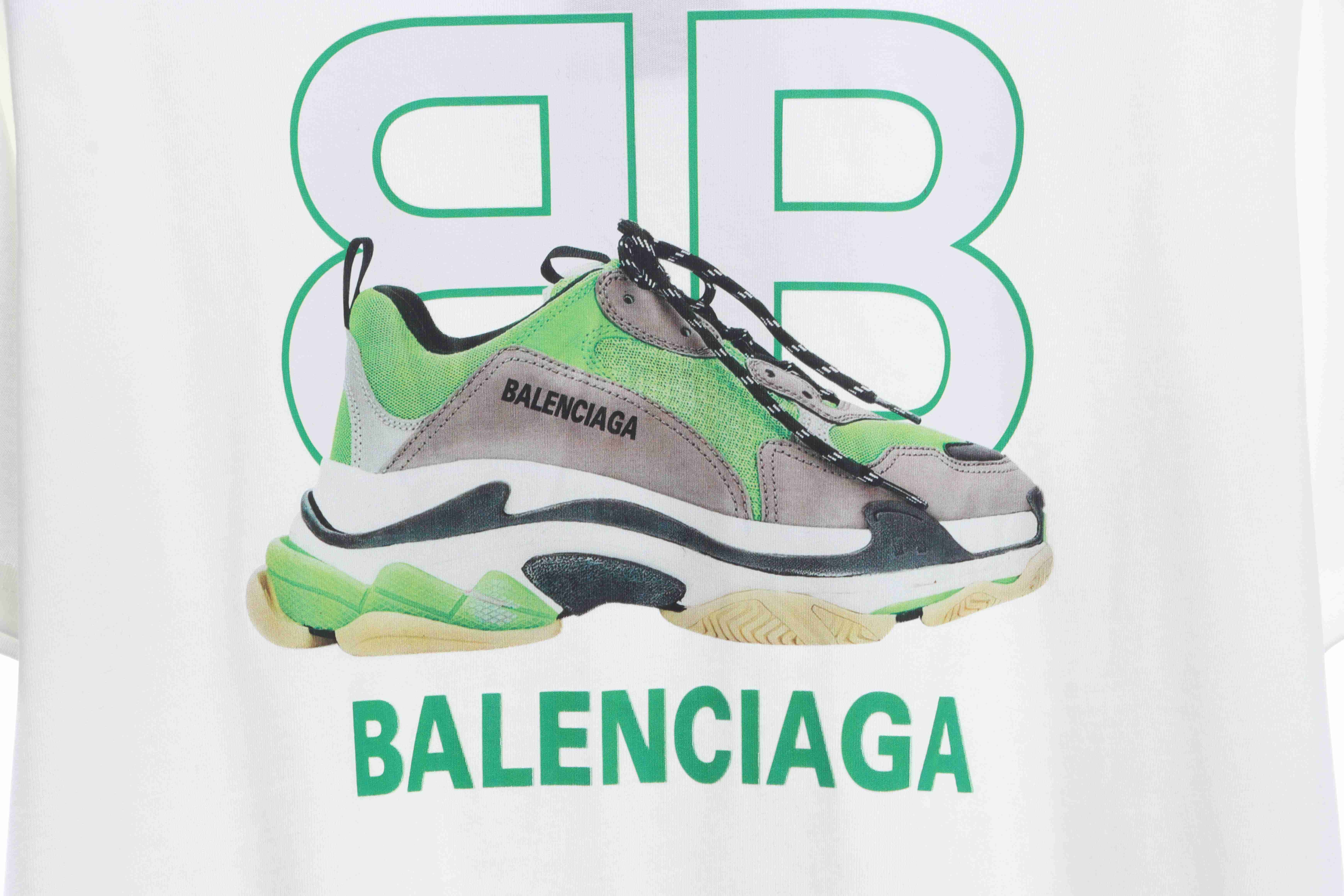 Balenciaga Shoes Lettering Short Sleeve White