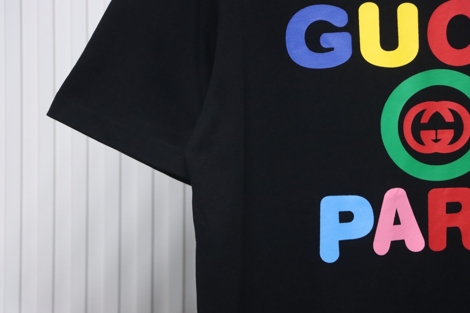 Gucci 24ss colorful letter print short sleeves black