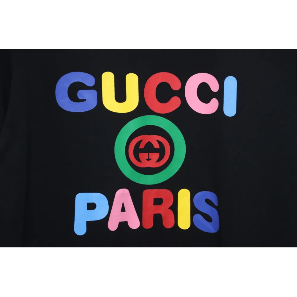 Gucci 24ss colorful letter print short sleeves black