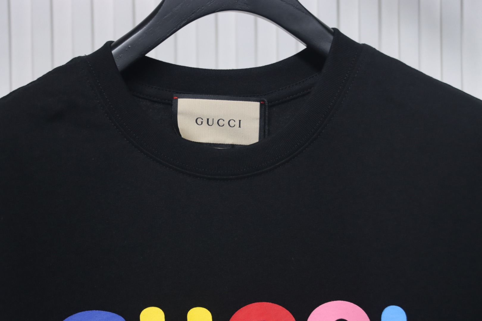 Gucci 24ss colorful letter print short sleeves black