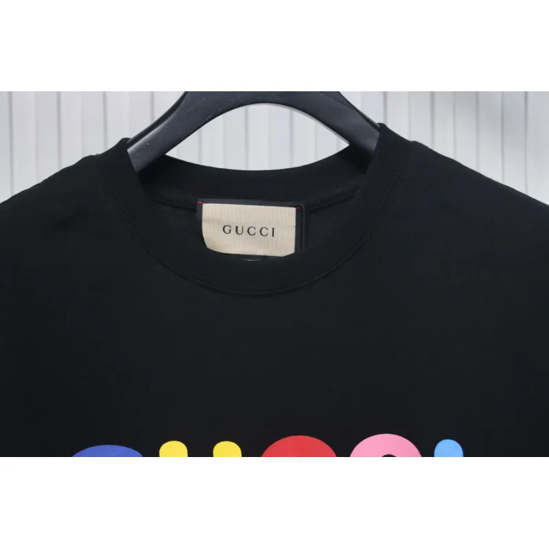 Gucci 24ss colorful letter print short sleeves black