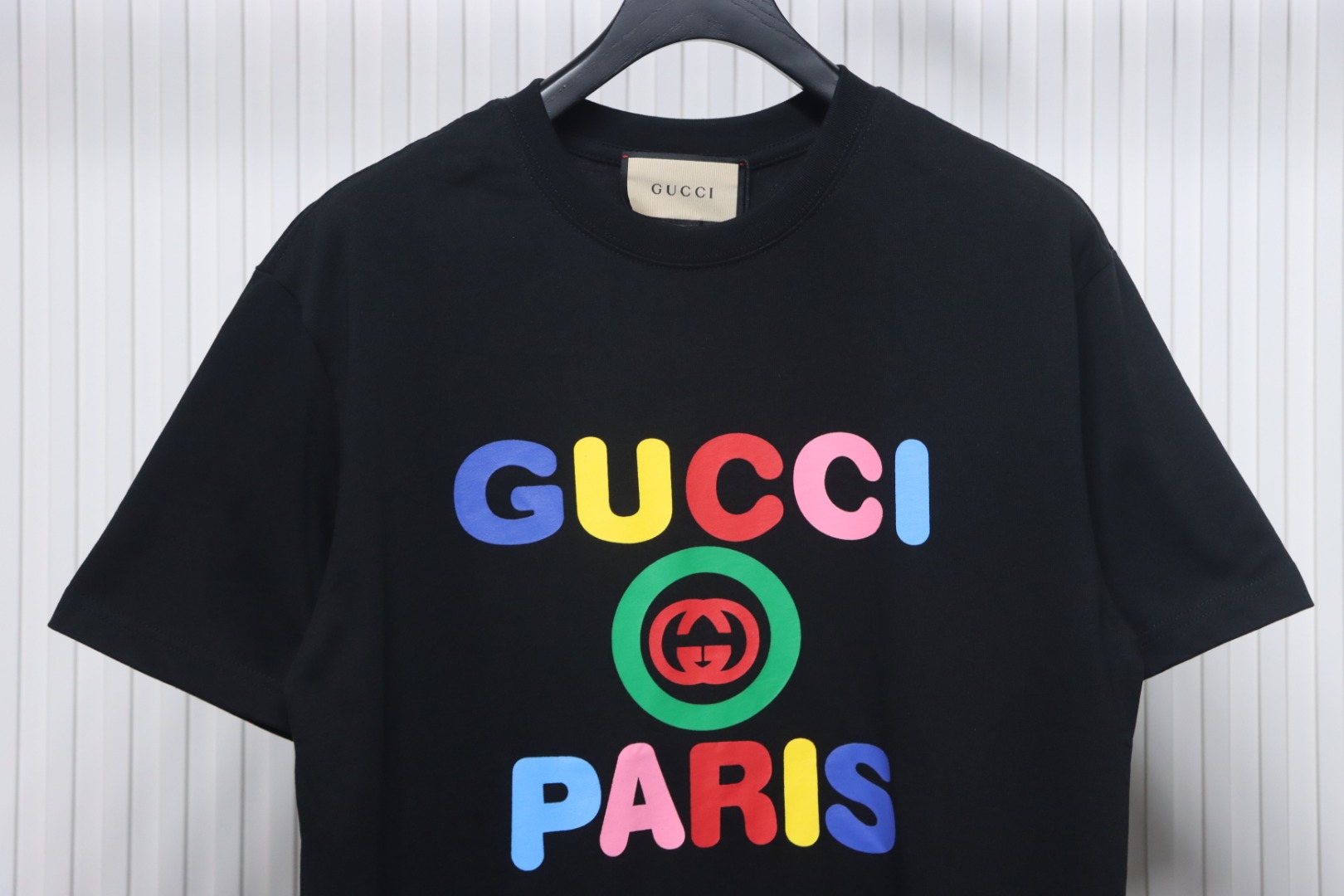 Gucci 24ss colorful letter print short sleeves black