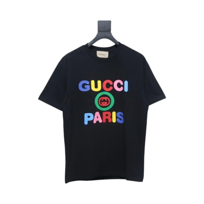 Gucci 24ss colorful letter print short sleeves black 01