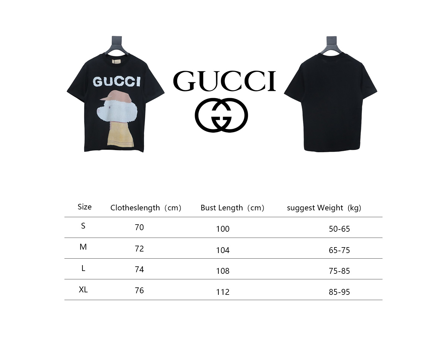 Gucci 25ss Funny Cartoon Series Printed Short Sleeve Black Puppy