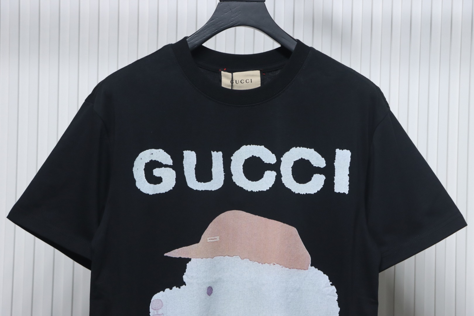 Gucci 25ss Funny Cartoon Series Printed Short Sleeve Black Puppy