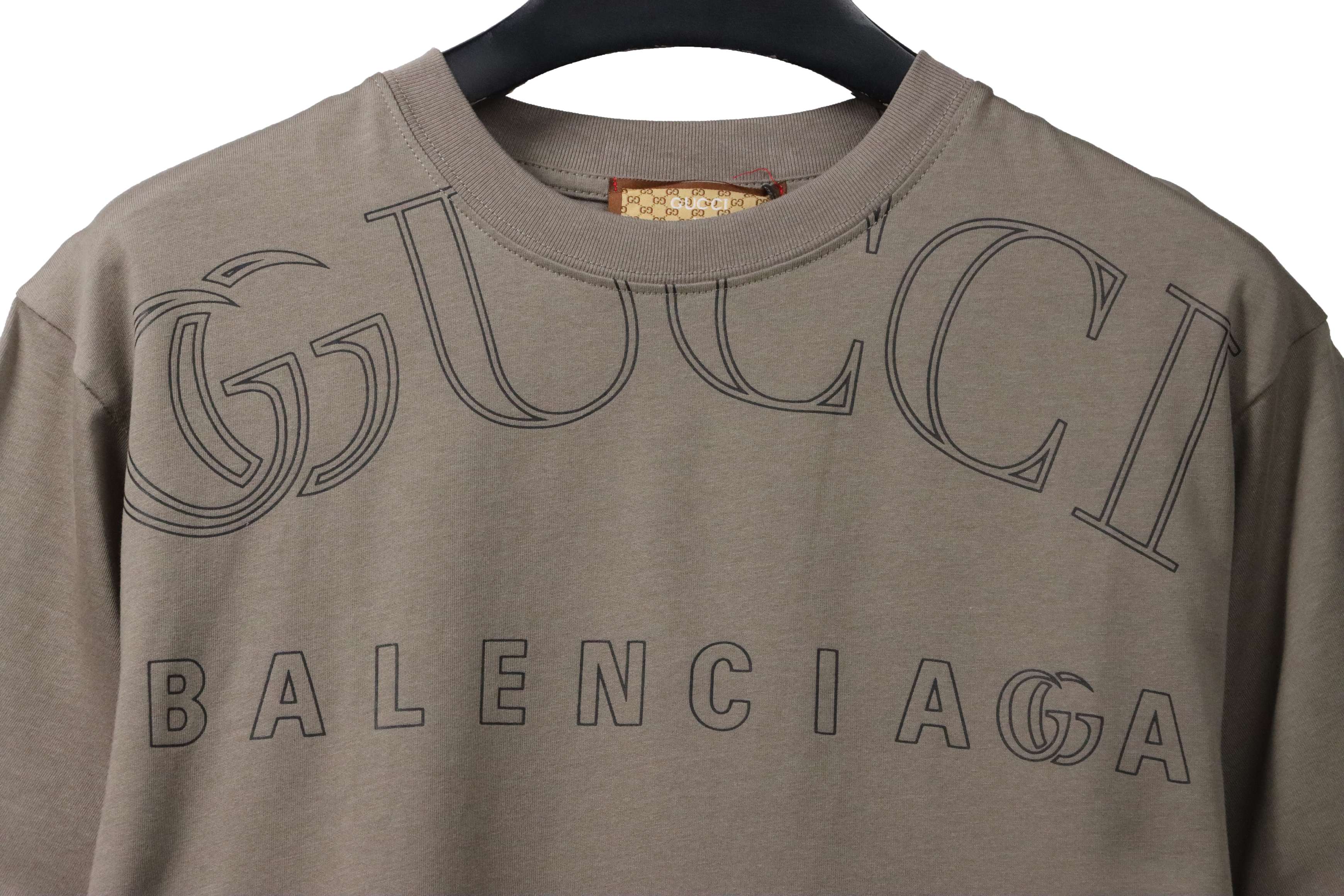 Gucci and Balenciaga hollow letter short sleeve Khaki (special price)