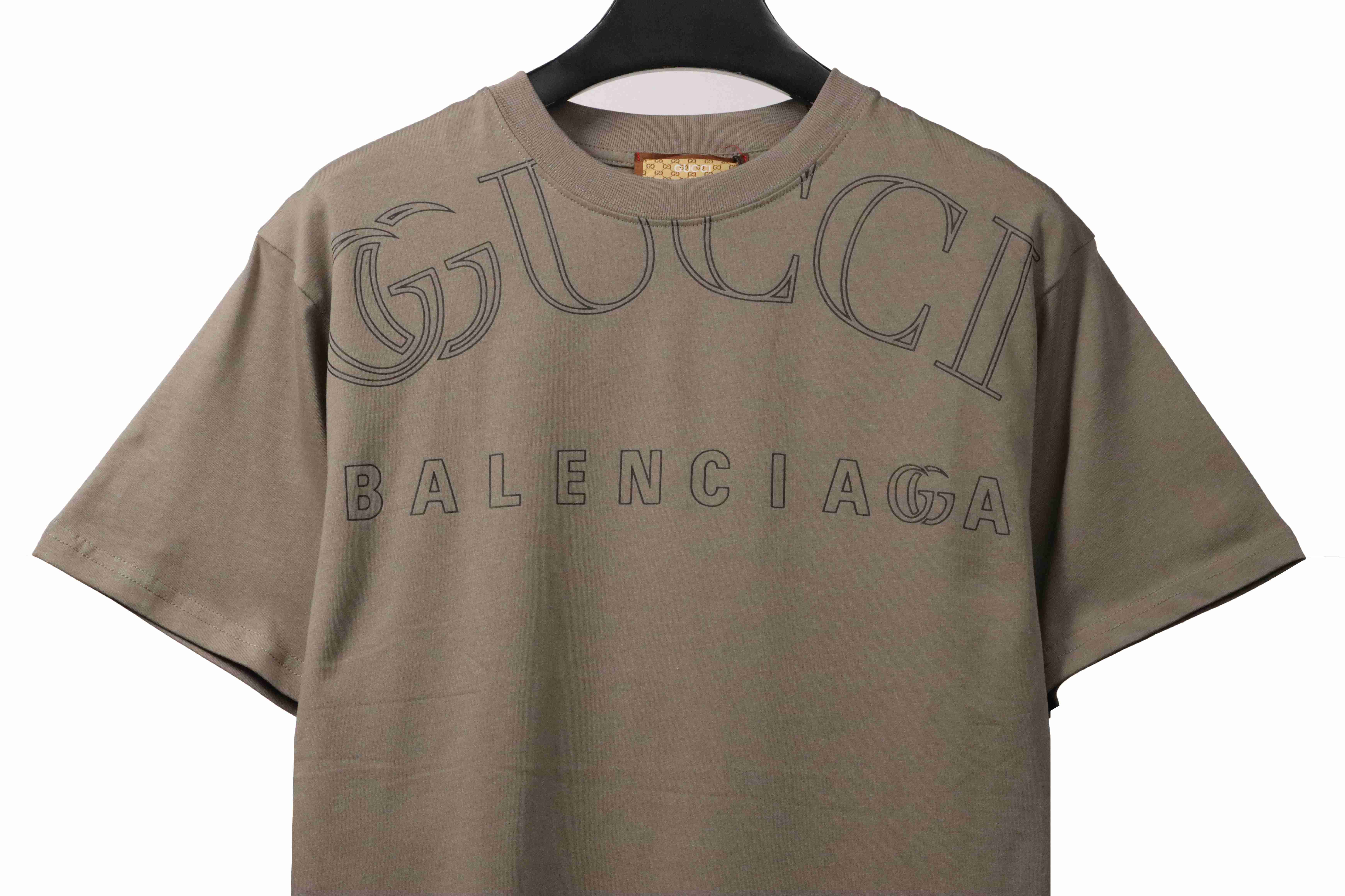 Gucci and Balenciaga hollow letter short sleeve Khaki (special price)