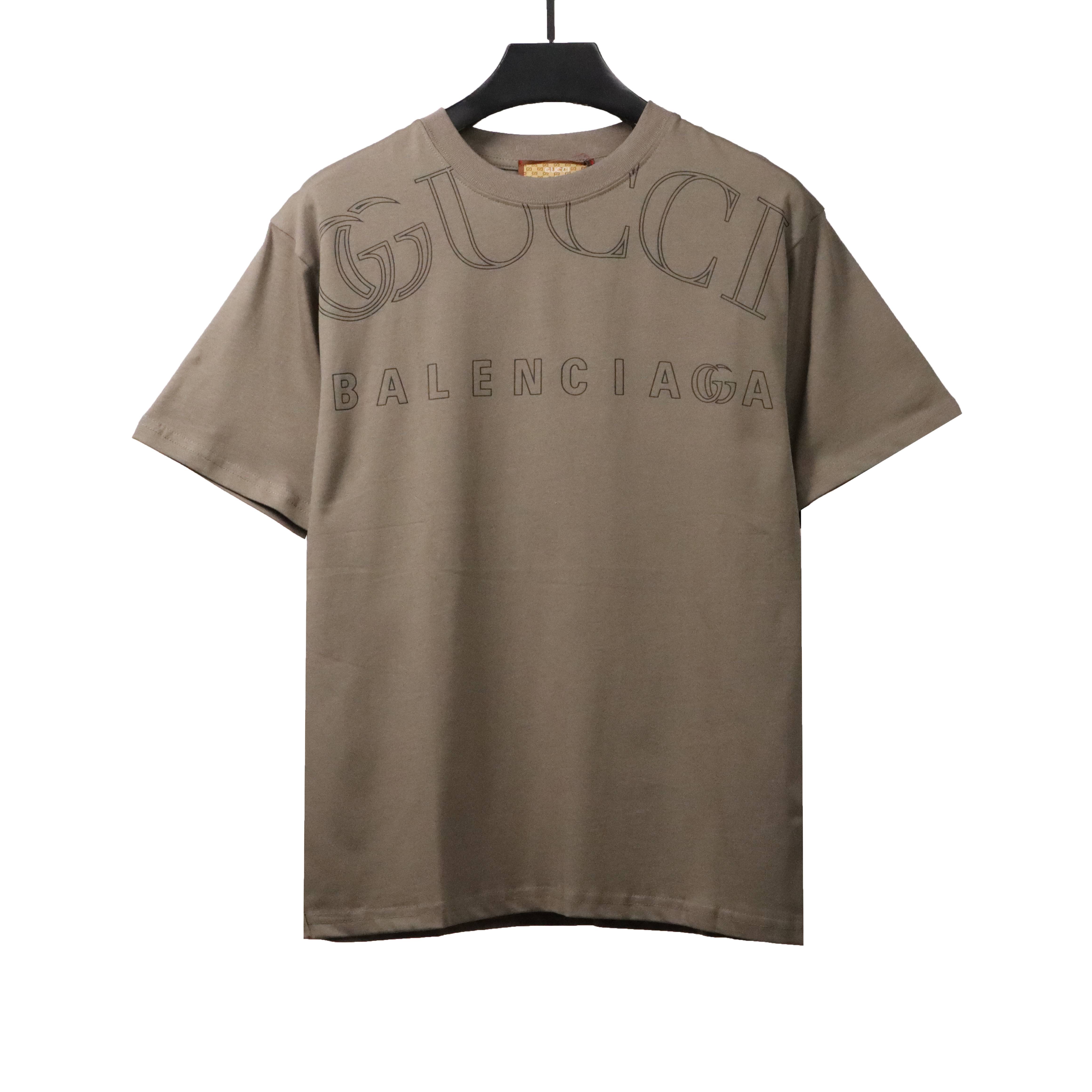 Gucci and Balenciaga hollow letter short sleeve Khaki (special price)