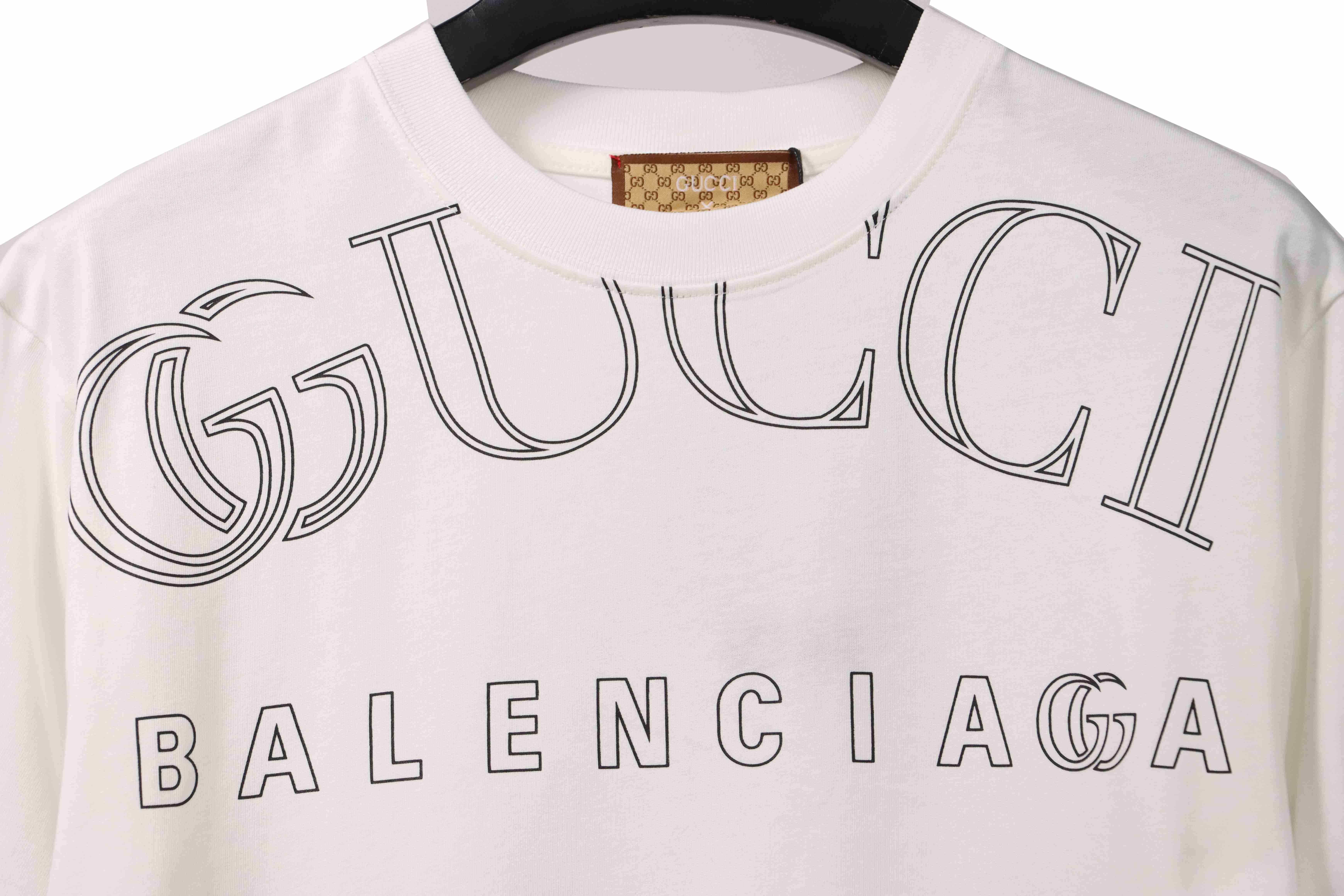 Gucci and Balenciaga hollow letter short sleeve White (special price)