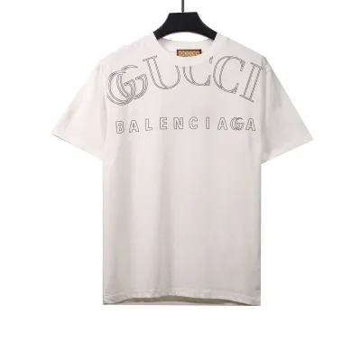 Gucci and Balenciaga hollow letter short sleeve White (special price) 01