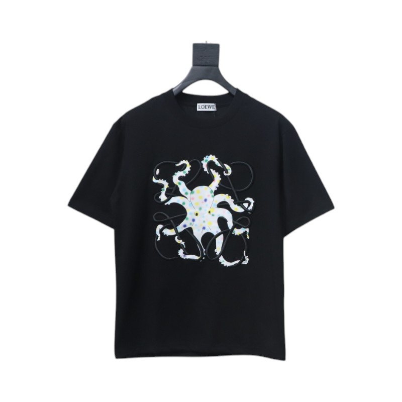 Loewe 25ss Octopus Print and Anagram Embroidered Short Sleeve T-Shirt black