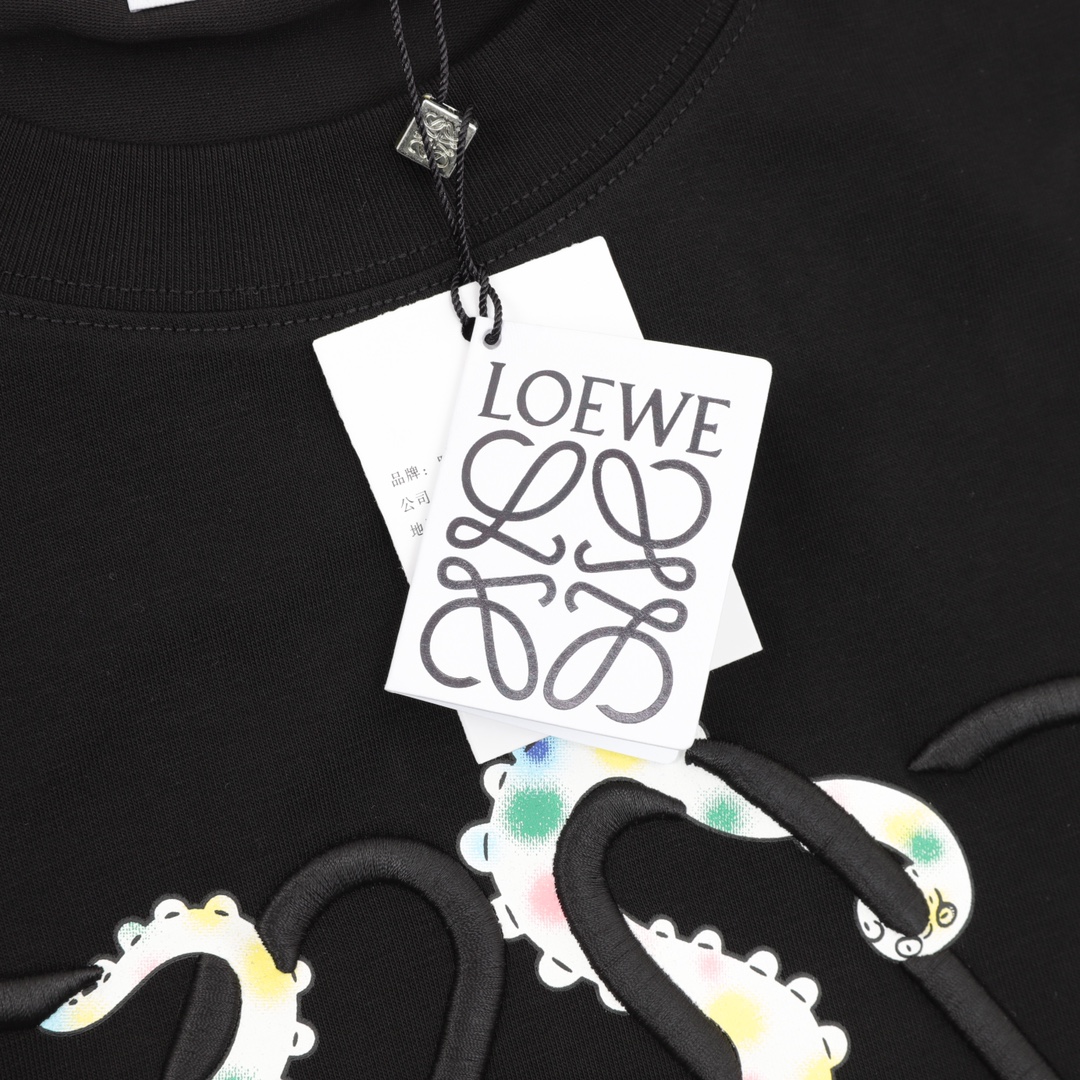 Loewe 25ss Octopus Print and Anagram Embroidered Short Sleeve T-Shirt black