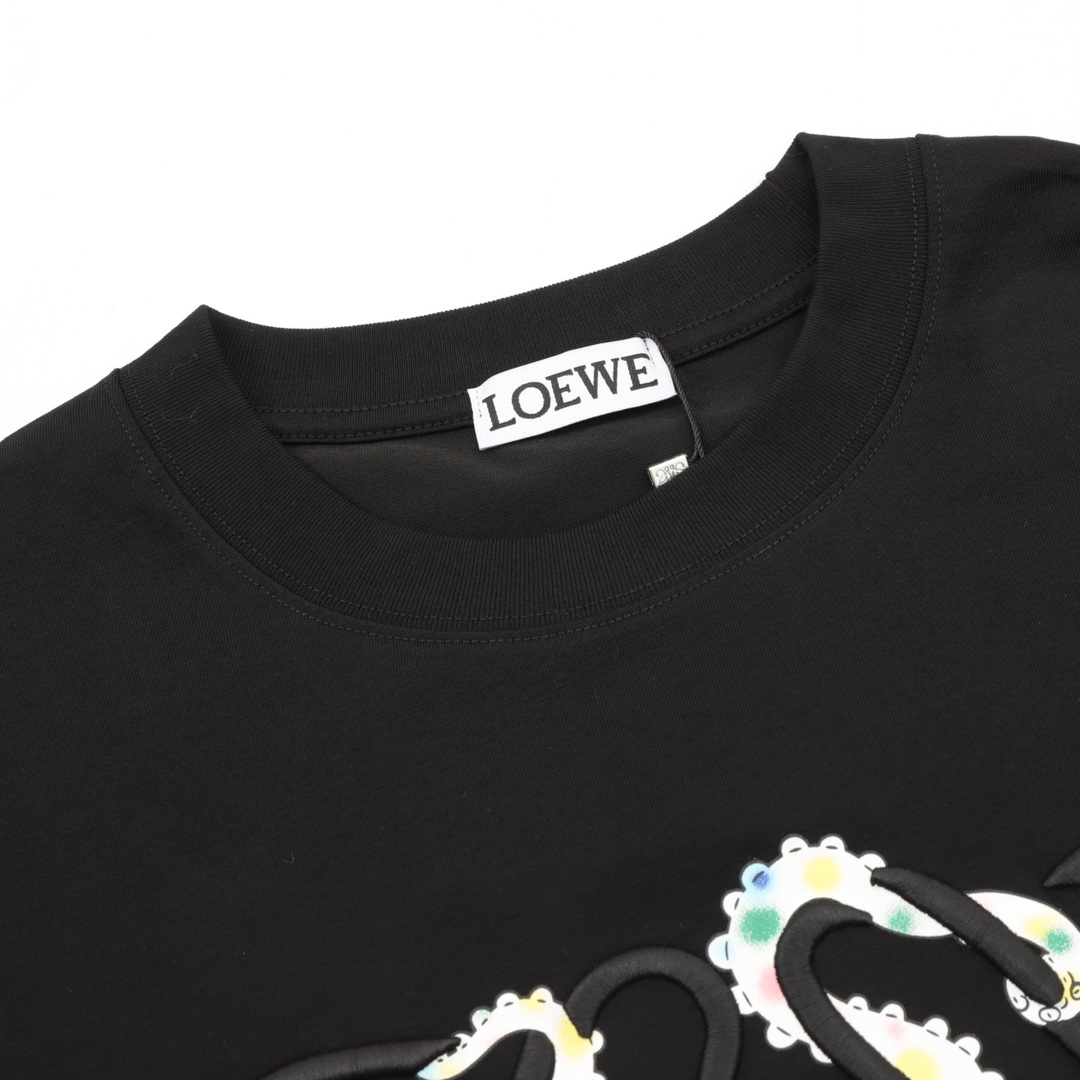 Loewe 25ss Octopus Print and Anagram Embroidered Short Sleeve T-Shirt black