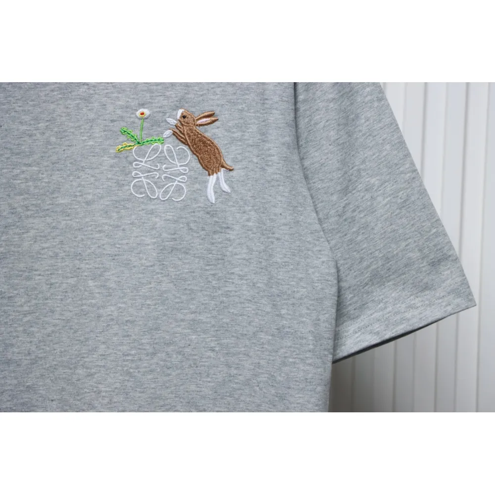 Loewe Suna Fujita co-branded rabbit embroidered short-sleeve Grey
