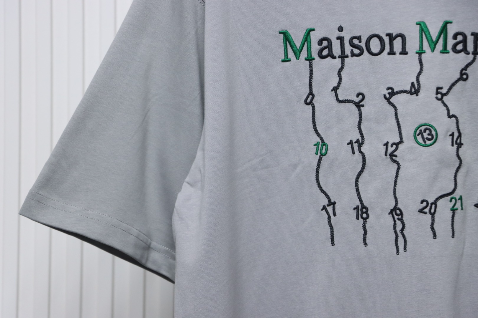 Maison Margiela Geometric Numbers Embroidery Short Sleeve T-Shirt Grey