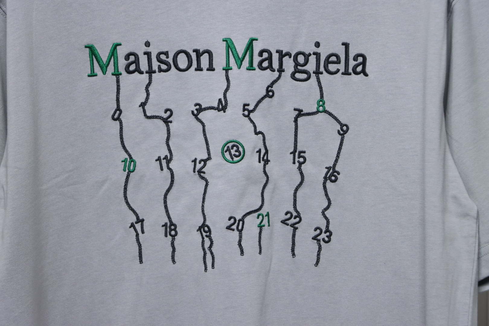 Maison Margiela Geometric Numbers Embroidery Short Sleeve T-Shirt Grey