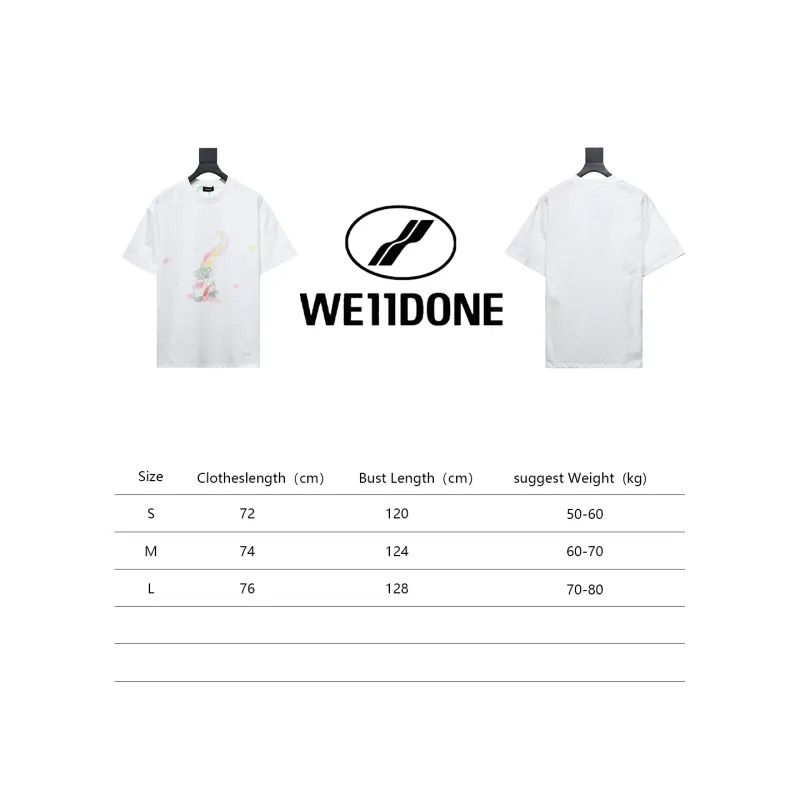 WE11DONE Rainbow Love Bear Print Short Sleeve T-Shirt White
