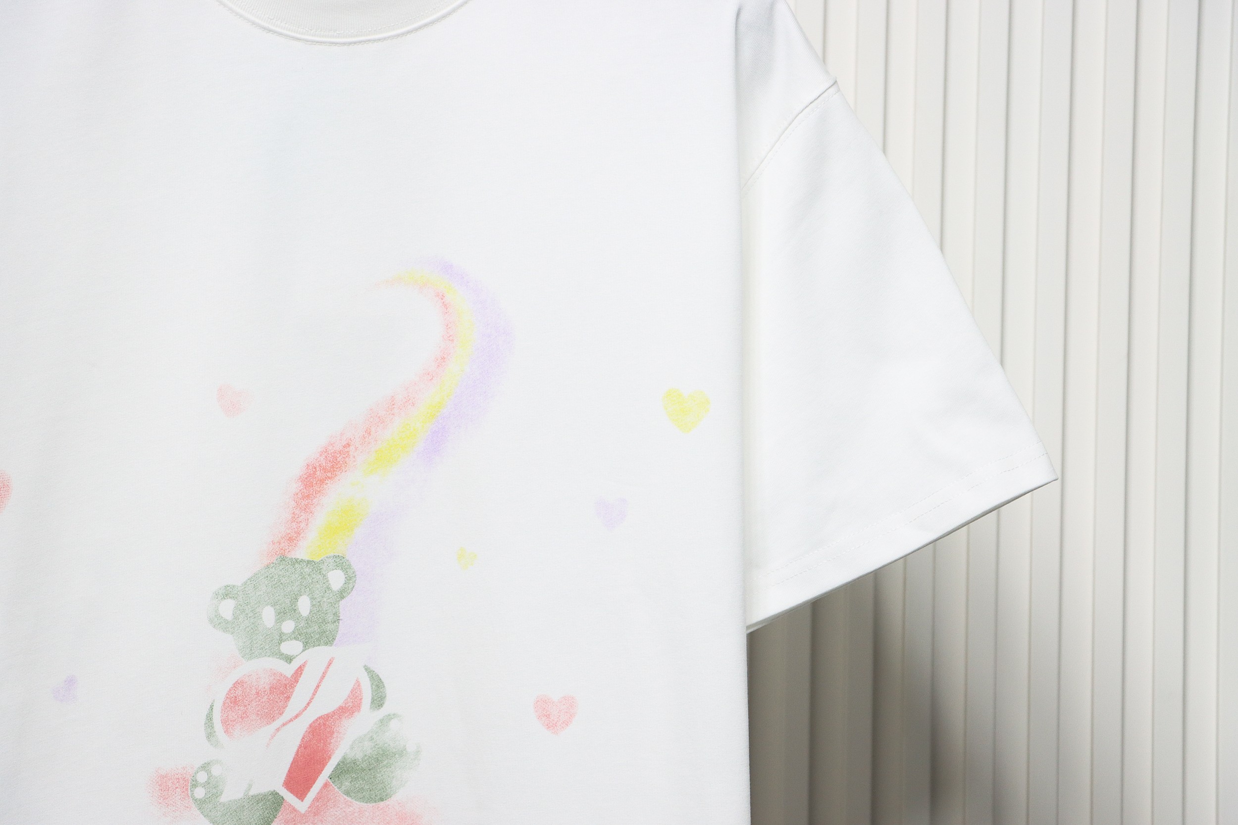 WE11DONE Rainbow Love Bear Print Short Sleeve T-Shirt White