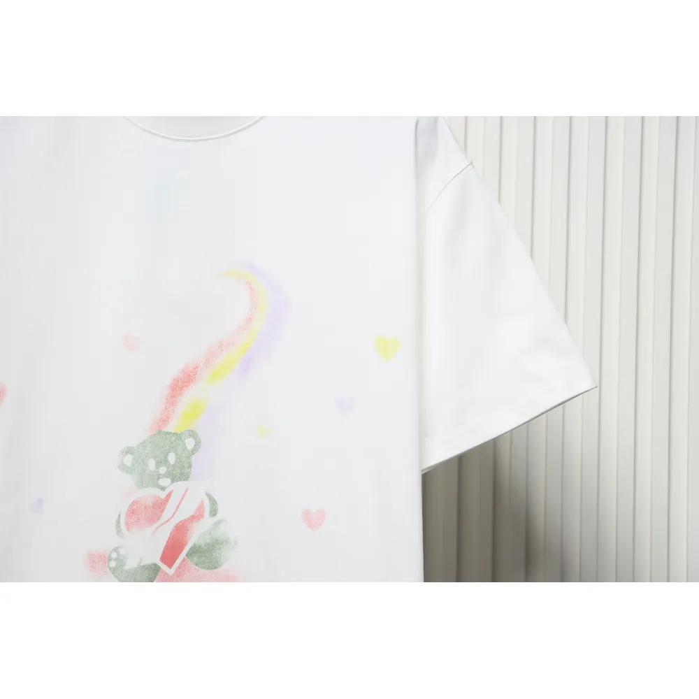 WE11DONE Rainbow Love Bear Print Short Sleeve T-Shirt White