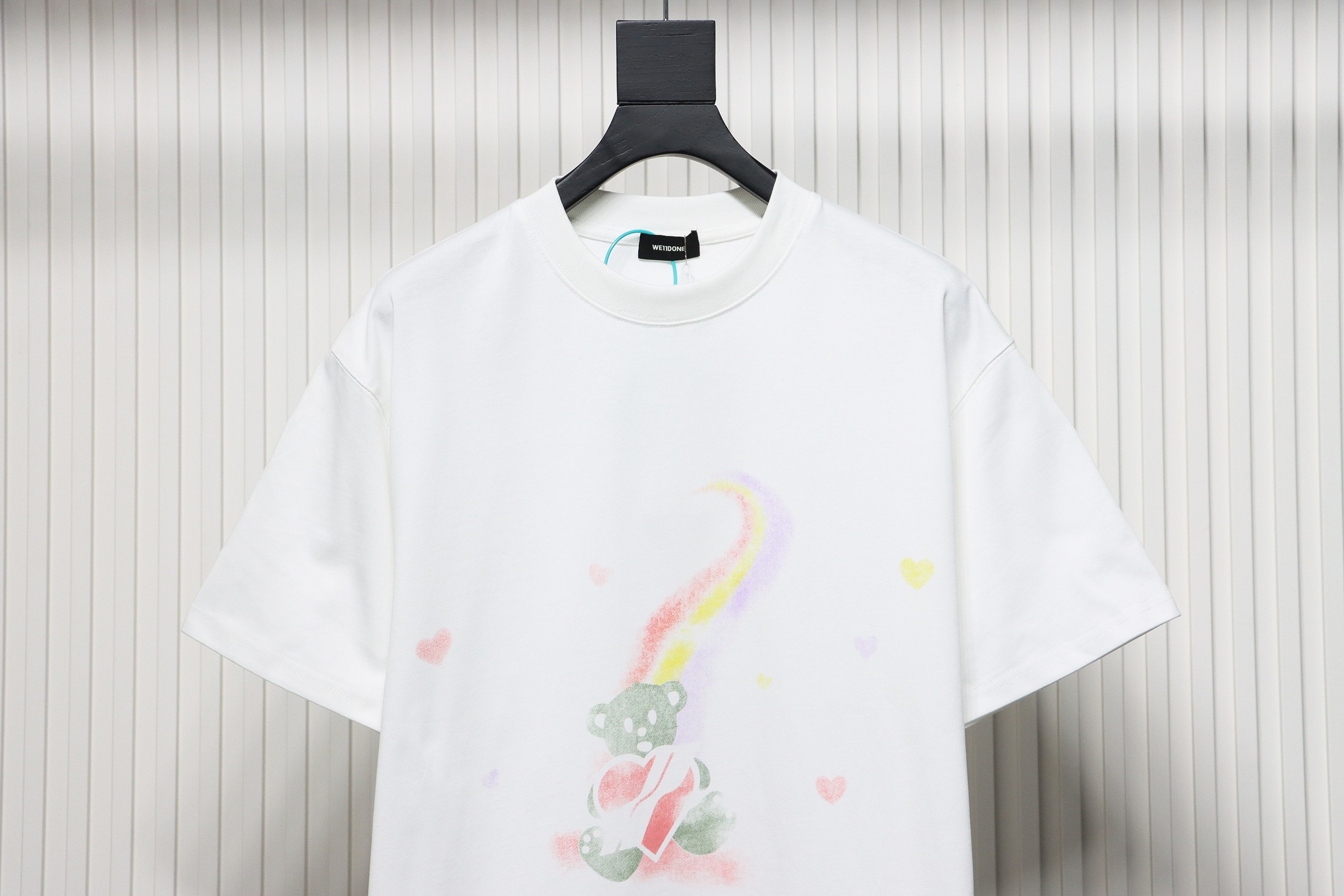 WE11DONE Rainbow Love Bear Print Short Sleeve T-Shirt White