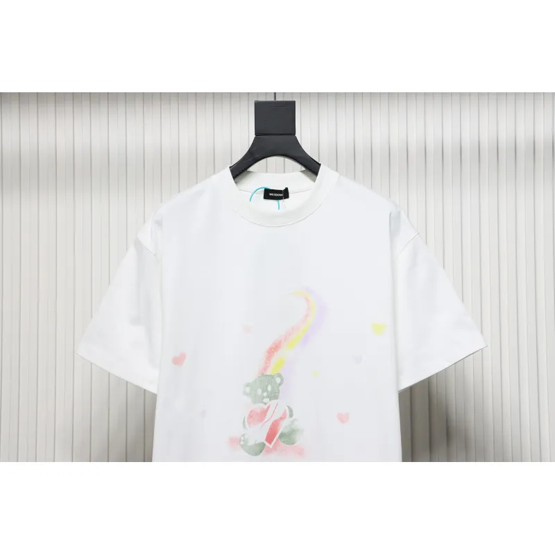 WE11DONE Rainbow Love Bear Print Short Sleeve T-Shirt White