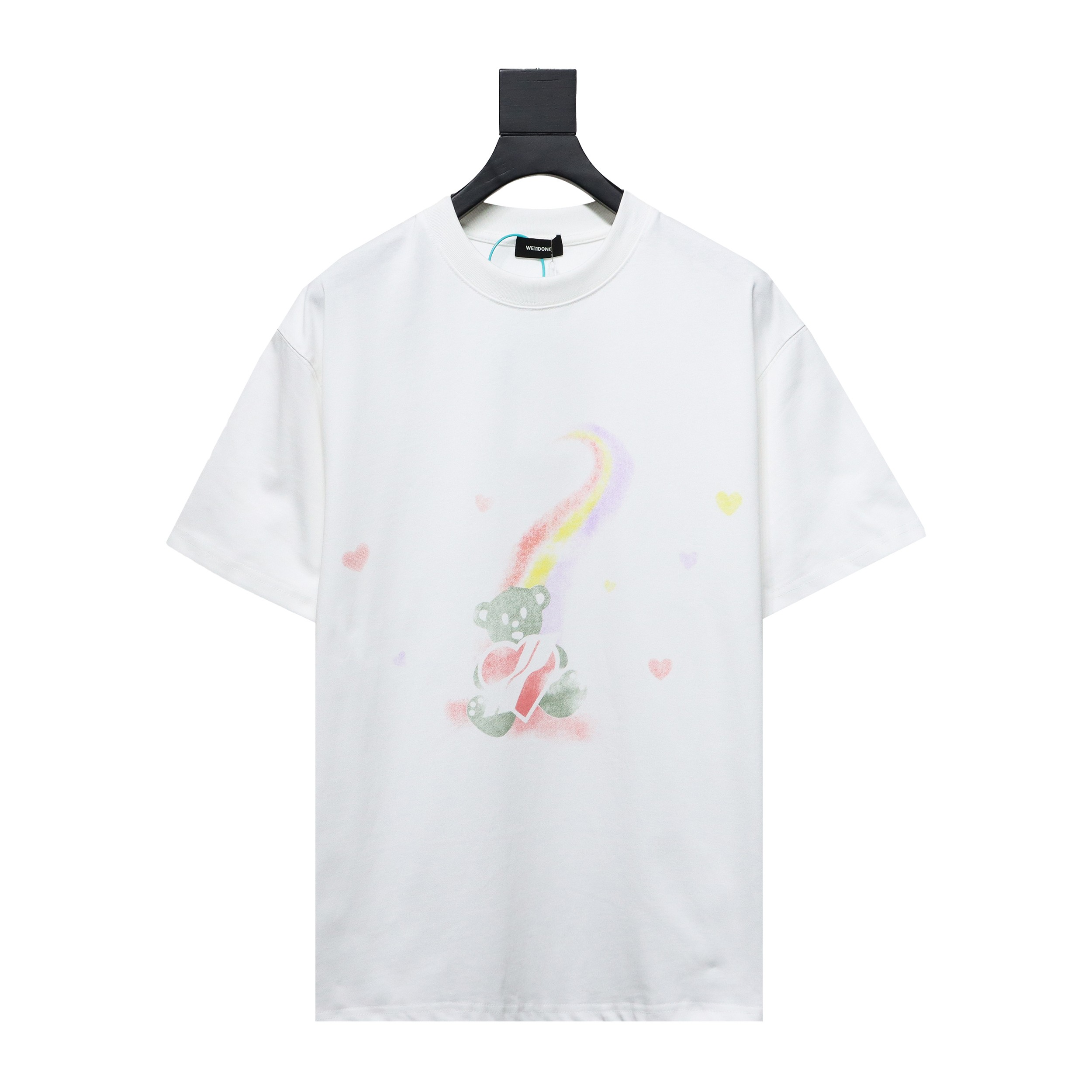 WE11DONE Rainbow Love Bear Print Short Sleeve T-Shirt White