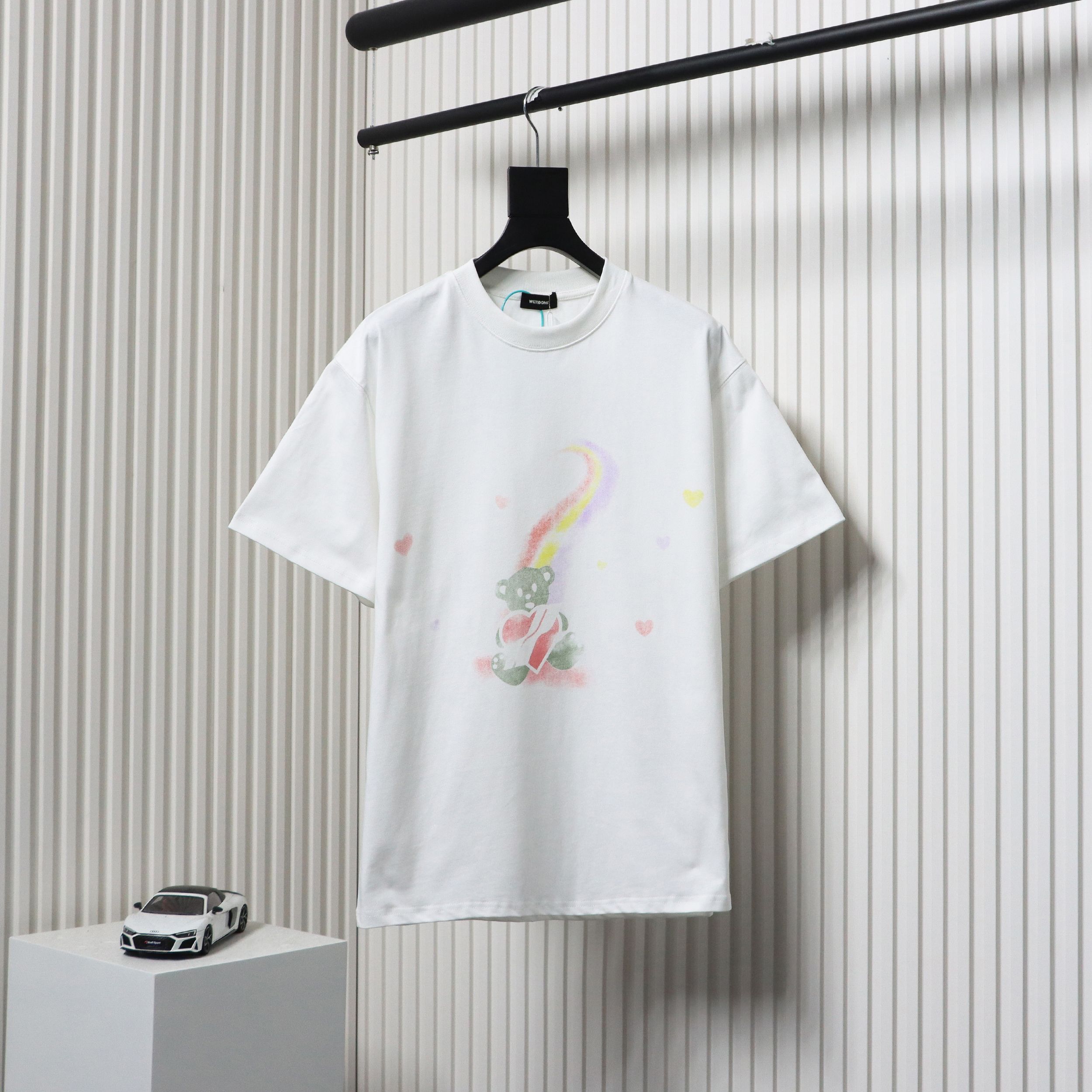 WE11DONE Rainbow Love Bear Print Short Sleeve T-Shirt White