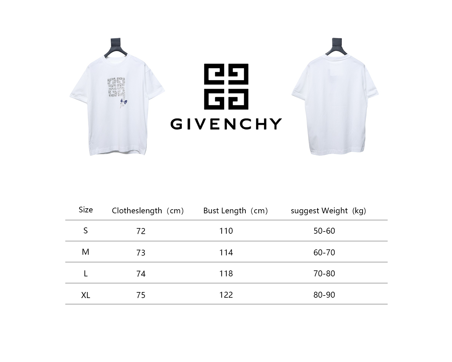 Givenchy 25ss braid 4G letter print short sleeve white