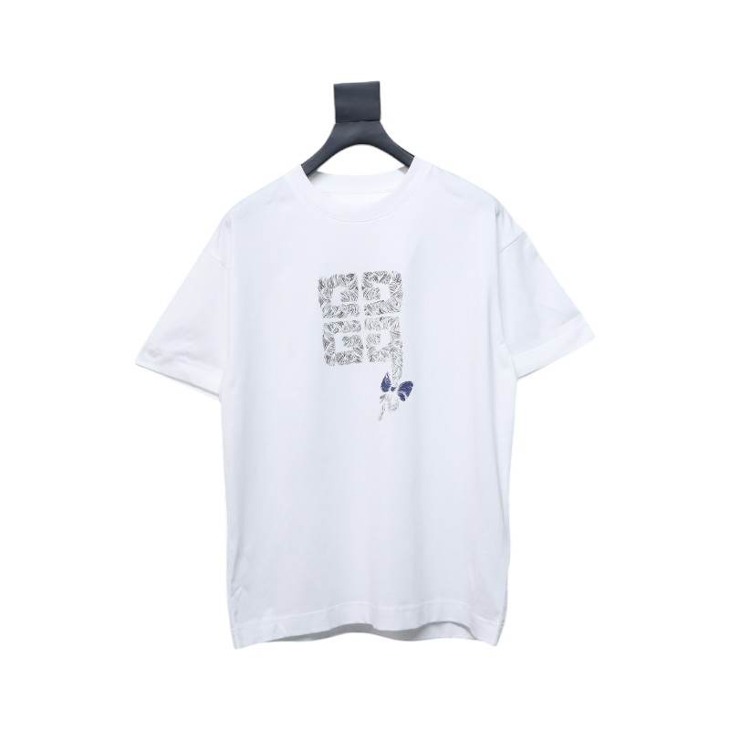 Givenchy 25ss braid 4G letter print short sleeve white