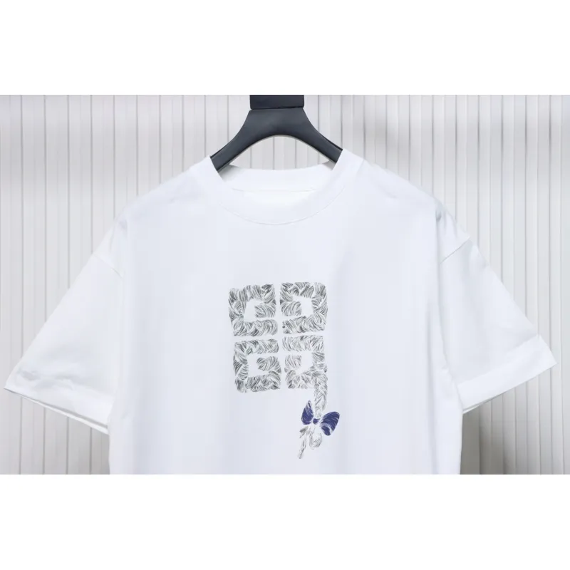 Givenchy 25ss braid 4G letter print short sleeve white