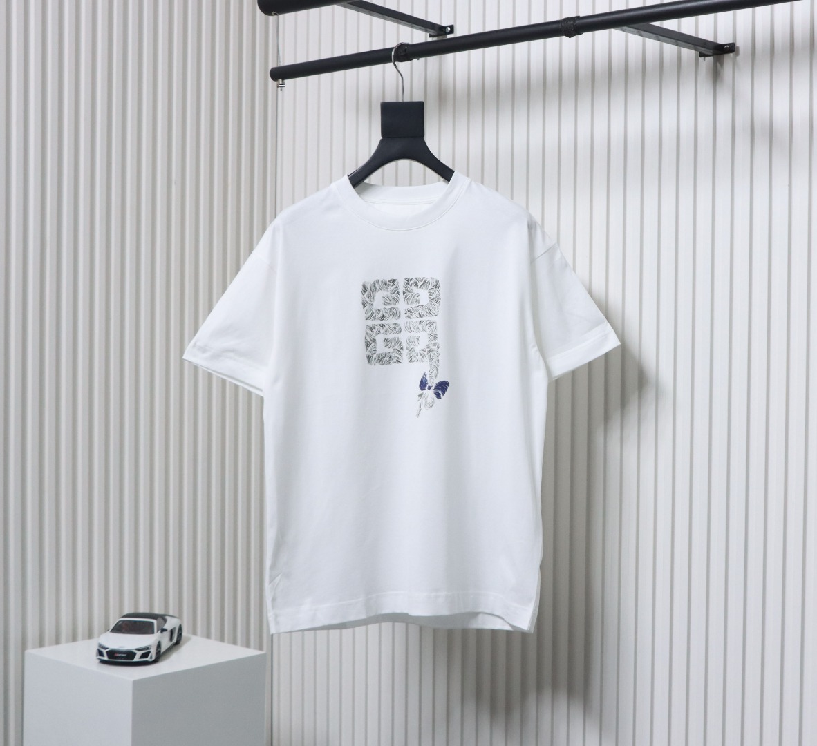 Givenchy 25ss braid 4G letter print short sleeve white