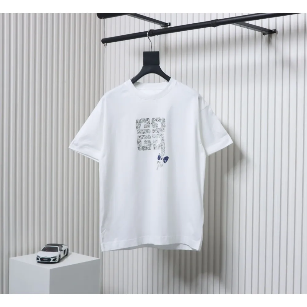 Givenchy 25ss braid 4G letter print short sleeve white