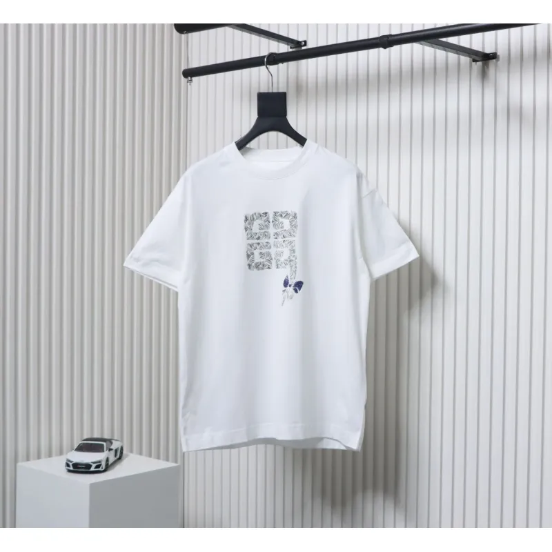 Givenchy 25ss braid 4G letter print short sleeve white