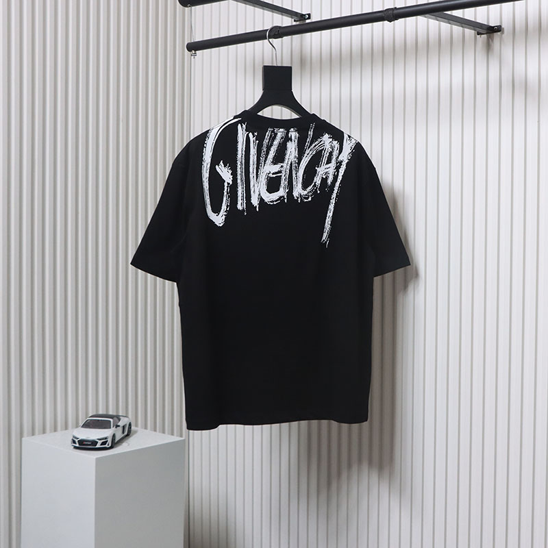 Givenchy Graffiti Letters Embroidered Logo Short Sleeve T-Shirt black