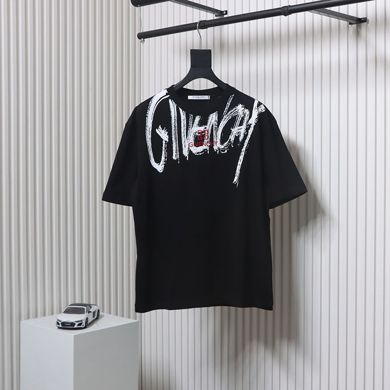 Givenchy Graffiti Letters Embroidered Logo Short Sleeve T-Shirt black