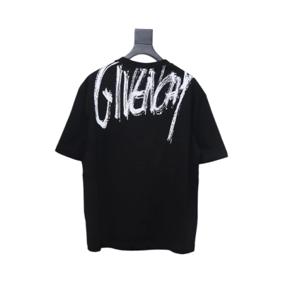 Givenchy Graffiti Letters Embroidered Logo Short Sleeve T-Shirt black 02