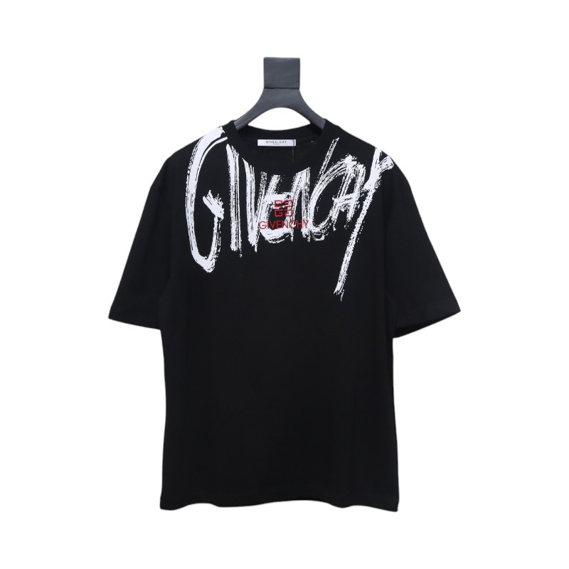 Givenchy Graffiti Letters Embroidered Logo Short Sleeve T-Shirt black