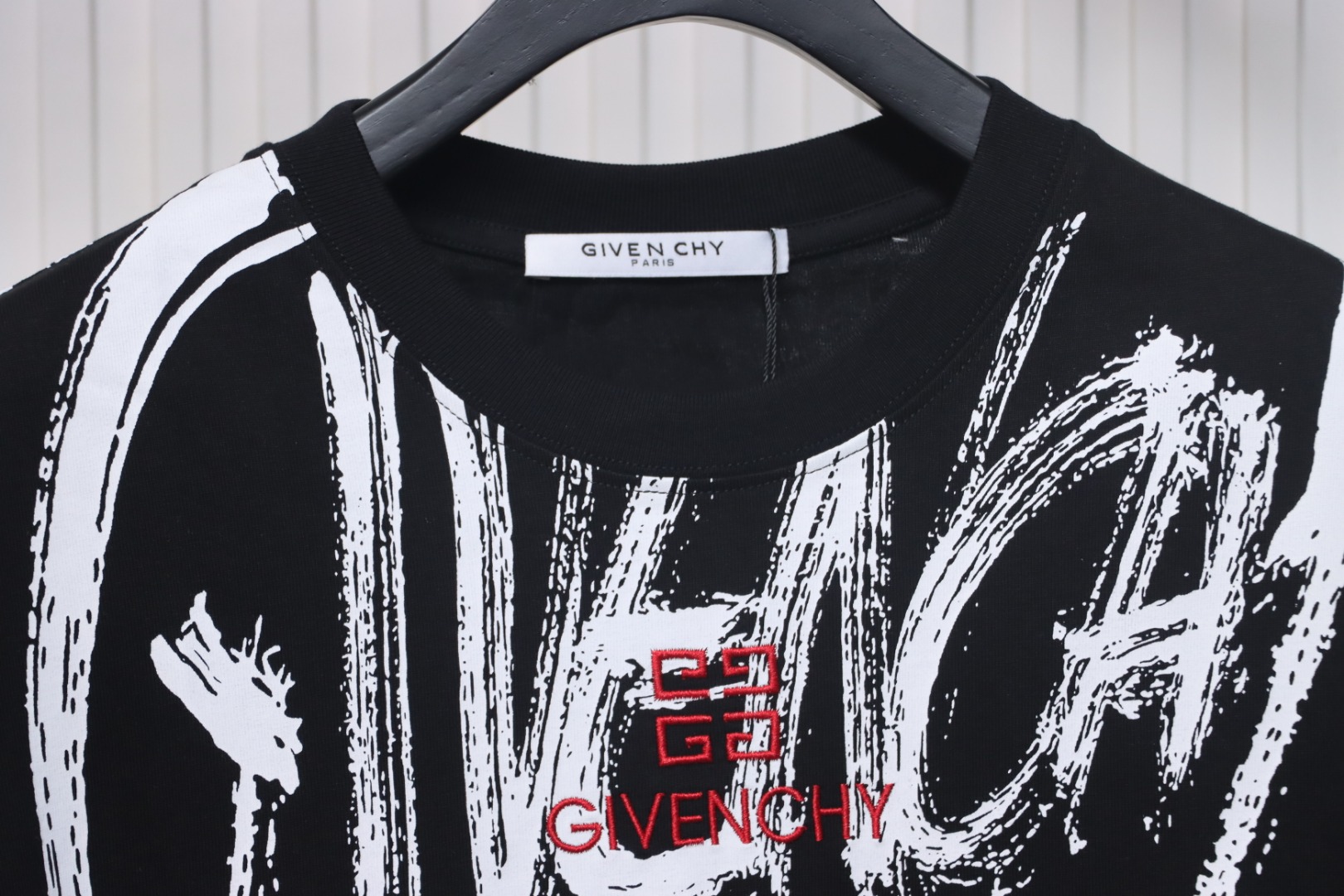 Givenchy Graffiti Letters Embroidered Logo Short Sleeve T-Shirt black