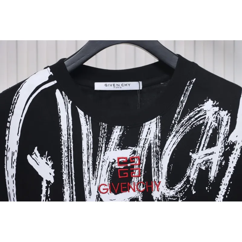 Givenchy Graffiti Letters Embroidered Logo Short Sleeve T-Shirt black