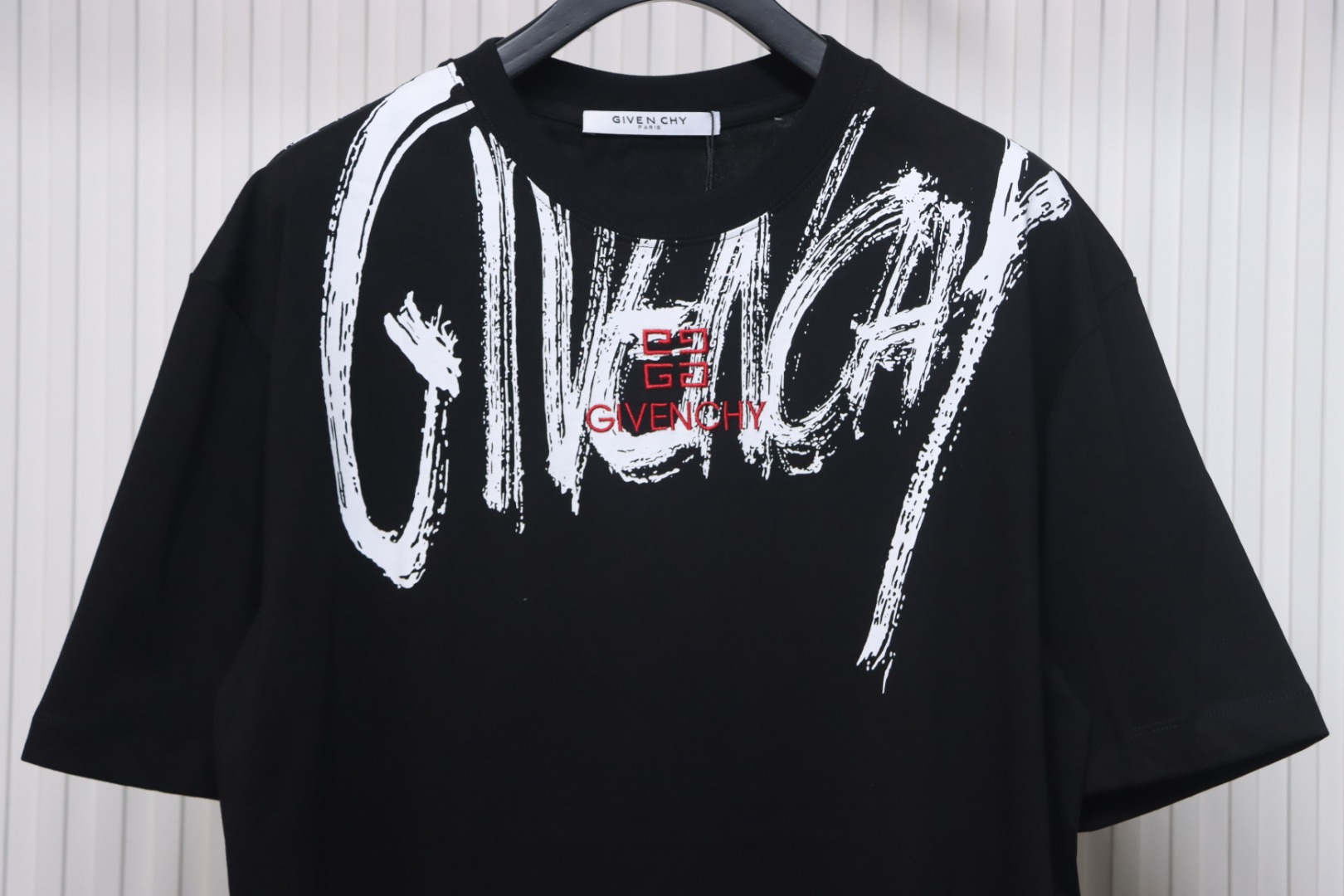 Givenchy Graffiti Letters Embroidered Logo Short Sleeve T-Shirt black